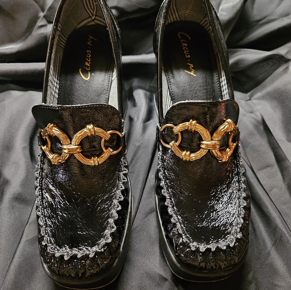 Circus by Sam Edelman Patent Leather Loafers with Gold Design
